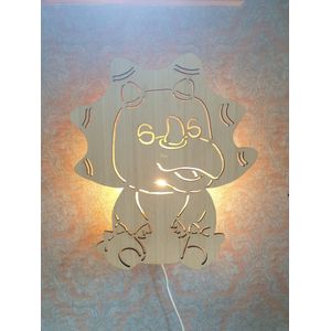 Phanti Fantasie Kinderlamp - wandlamp - Dierenlamp - Dani dino - bamboe - 45 cm hoog - handgemaakt