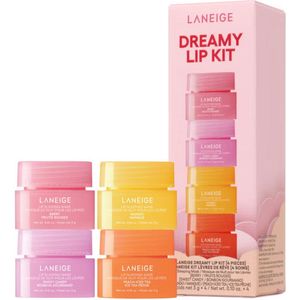 LANEIGE Dreamy Lip Kit – 4-Delige Mini Lip Sleeping Mask Set (Berry, Sweet Candy, Mango, Peach Iced Tea) – Intens Hydraterende Nachtverzorging – Limited Edition
