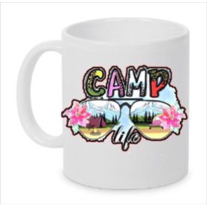 Bedrukte mok Camp life, bedrukte camping mok, Mok voor camping liefhebber, Beker, Koffiemok, Cadeau, Moederdag, Vaderdag