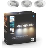 Philips Hue Adore badkamerinbouwspot - warm tot koelwit licht – 3-pack - 1 dimmer switch - chroom