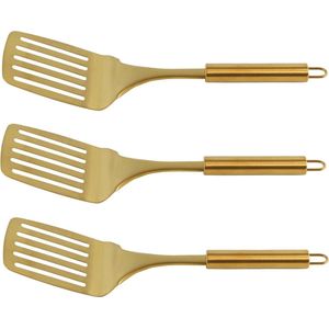 3x Bakspatels/bakspanen goudkleurig 32 cm RVS keukengerei - Koken - Bakken - Spatels 3 stuks