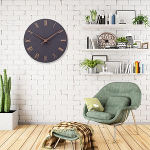 houten wandklok zonder tikkende machine geruisloos modern 30 cm kwarts grote batterij aangedreven wandklok eenvoudig te lezen voor kamer, thuis, keuken, slaapkamer, kantoor school (zwart