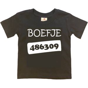 T-shirt Kinderen ""Boefje 486309"" | korte mouw | zwart/wit | maat 110/116 (XS)