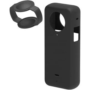 Geschikt voor Siliconen beschermhoes voor Insta360 X3 - Schokbestendige behuizing met lensdop, antislip grip en krasbestendige hoes voor 360-actiecamera - Zwart