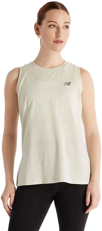 New Balance Sport Essentials Heathertech Mouwloos T-shirt Beige L Vrouw