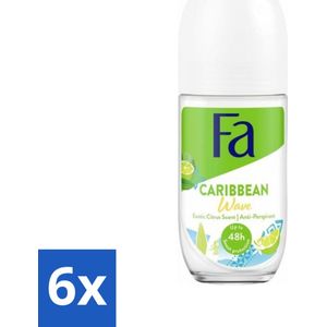 Fa - Caribbean Wave - Deodorant Roller - Lemon - 50 ml - Voordeelverpakking - 6 stuks