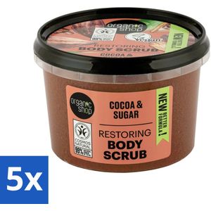 Organic Shop - Body Scrub Cocoa - Rijke Hydratatie - 250 ml - Bulkverpakking - 5 stuks