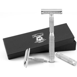 Haryali London Double Edge Safety Razor voor mannen en vrouwen - Roestvrijstalen Double Edge Razor - Reisscheermes - Herbruikbaar - Geschikt voor alle DE-mesjes
