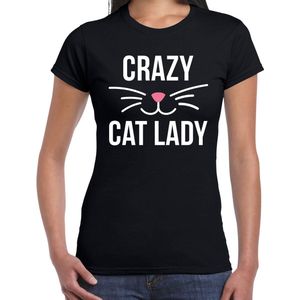 Crazy cat lady kattenvrouw t-shirt zwart - dames - Katten liefhebber cadeau shirt XS