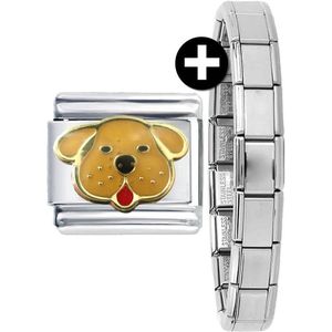 Schakel Bedel - Hondje - Plus Armband - 9mm- Passend op Nomination armband