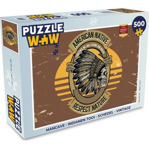 Puzzel Mancave - Indianen tooi - Schedel - Vintage - Legpuzzel - Puzzel 500 stukjes