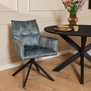 StarFurn Eetkamerstoel Dani - Velvet Lichtblauw - Velvet & Metaal - Set van 2