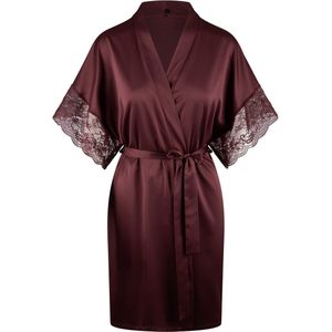 LingaDore - Kimono - Bordeaux - Satijnen Kimono met Korte Mouwen