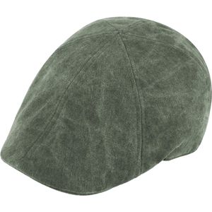 Flatcap 6-Panel Washed Cotton solid UV protection Olijfgroen mt 61