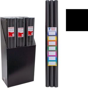 6 Rollen Kaftpapier - Zwart - 14 etiketten - Gekleurde etiketten - 200 x 70 cm - Schoolspullen