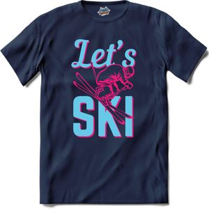 Let's Ski | Skiën - Bier - Winter sport - T-Shirt - Unisex - Navy Blue - Maat 4XL