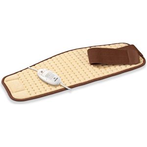 Beurer Elektrisch Warmtekussen | Heating pad | Warmteband buik & rug | 69 x 28 cm | HK 49 | 3 Warmtestanden | Snelle opwarming | Automatische uitschakeling | Fleece | Machinewasbaar | 3 Jaar garantie | Beige/bruin
