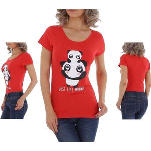 Glo-Story t-shirt rood panda beren just like mummy M