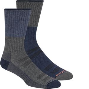 Skechers 1/2 Terry Trail Crew Heren Sokken - Blauw/Grijs - One Size