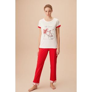 Suwen- Katoen Dames Pyjama Set Bloemen Print Maat L