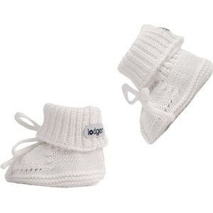 Lodger - Babysloffen - wit - 0-6 maanden - kabel design - gebreide slofjes