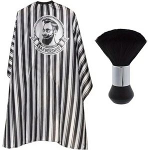 Livano Baardschort - Beard Bib - Scheerschort - Baard Cape - Kappersmantel - Kapmantel - Zwart + Baardborstel