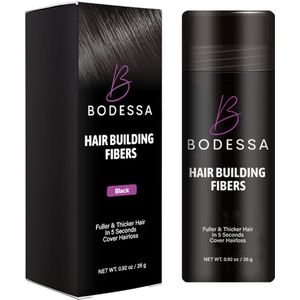 BODESSA Hair Building Fibers - Premium Haarpoeder - Zwart 26 gram – Direct Volume voor Dun Haar & Kale Plekken