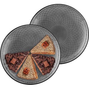 Servies Set van 2 Taartborden, Serveerborden, Pizzaborden, Taartborden, Serviesset, Taartbord, Glazen Bord, Dessertbord, Kleurrijk, Diameter 30 cm, Geometrisch Patroon, Alisse