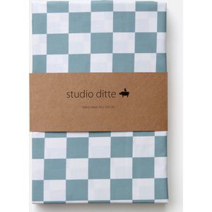 Studio Ditte hoeslaken voor peuterbed met print blokjes 70×150 – stone blue blauw