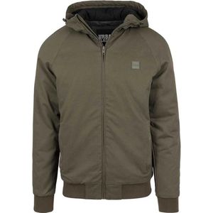 Urban Classics Winterjacke Hooded Cotton Zip Jacket Darkolive-S