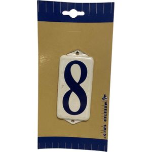 Huiscijfer emaille wit/blauw nummer 8