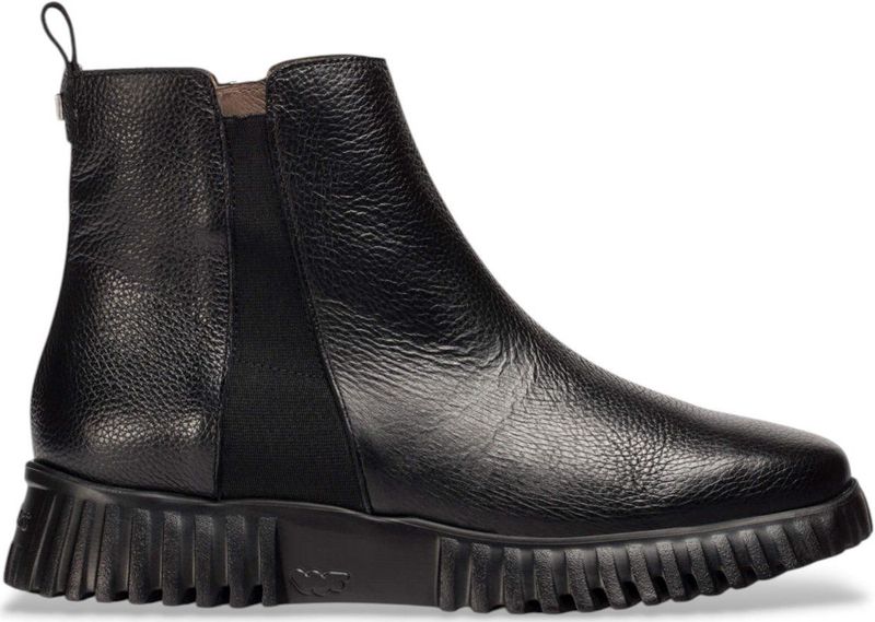 Wonders - Flexfly 04 - Enkellaarsjes - Zwart - Leer - Plat - Ritssluiting - Casual