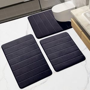 Badmat, Antislip Badkamertapijt Set, 3-delige Memory Foam Badmat, Superzacht & Absorberend, Wasbare Badmat voor Badkamer, Badkuip en Toilet (Donkergrijs, 43 x 60 + U50 x 60 + 50 x 80 cm)