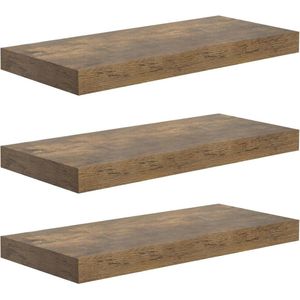 warraich-Set van 3 Wandplanken – Zwevende Planken voor Decoratie – Wandrekken van MDF-hout-vintage brown