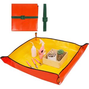 Plant Mat 100 x 100 cm Indoor Potting Mat Waterproof with Cable Ties for Indoor Succulents (Yellow)