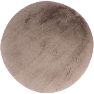 Lalee Heaven - ronde Vloerkleed - Tapijt – Karpet - Hoogpolig - Superzacht - Fluffy - Shiny- Silk look- rabbit- ROND 160x160 cm licht taupe