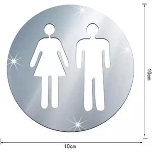 Toilet Sticker Set -  Heren en Dames - Wc bordje - Deur - Man Vrouw - sticker - Zilver