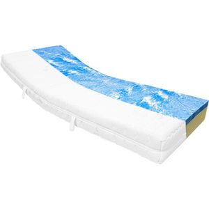 Ergo-GEL 50 GEL matras H3 Middel/stevig - eenpersoons 70x200 - 5 cm gel laag SG50 - 2D HR koudschuim SG50 - 21cm dik - Tijk wasbaar op 60 graden gewatteerd met 400 g/m² Thermostar