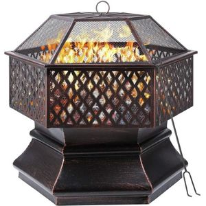 Gran Vida® - Vuurkorf met Barbecue Grill - Multifunctioneel - Veilig en Duurzaam - Perfect voor Buiten - 71 x 71