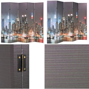 vidaXL Kamerscherm inklapbaar New York bij nacht 200x170 cm - Kamerverdeler - Kamerverdelers - Paravent - Paravents