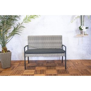 Sens-Line Tuinbank York 2-Zits - Breedte 118 cm - Halfrond Wicker - Polyester Zitkussen - Zwart/Naturel