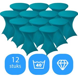 Statafelrok Turquoise x 12 – ∅80-85 x 110 cm – Statafelhoes Stretch 12 Stuks – Tafelhoezen voor Statafel Sta Tafel Hoes | Staantafelhoes - Geschikt voor Horeca Evenementen | Cocktailparty | Trouwerij