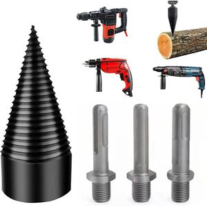 DBD Products| Houtklover inclusief opbergkoker | Houtsplijter | Houtkloof | Houtsplitter | Houtkloofboor | Kegelsplijter | Houtkliever | Aanmaakhout | Geschikt voor accutol, schroeftol, boormachine en Kloofmachines