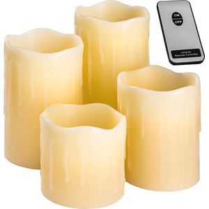 tectake - Set van 4 LED kaarsen met afstandsbediening - verschillende hoogtes - 401005