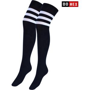 2 Paar overknee kousen Katoen Donex Zwart-Wit Maat 39-41