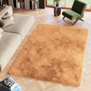 Tapiso Silk Vloerkleed Creme Beige Hoogpolig Woonkamer Tapijt Maat- 80x150