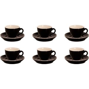 Palmer Cappuccinokop en schotel Colors 18 cl 14 cm Zwart Porselein 6 stuk(s)