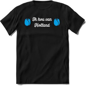 Nederland - Blauw - T-Shirt Heren / Dames  - Nederland / Holland / Koningsdag Souvenirs Cadeau Shirt - grappige Spreuken, Zinnen en Teksten. Maat M