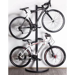 Decopatent® Staand Fietsenrek om 2 fietsen op te hangen - Ophangen van 2 fietsen boven elkaar - Fietsrek ophangsysteem - 220 Cm