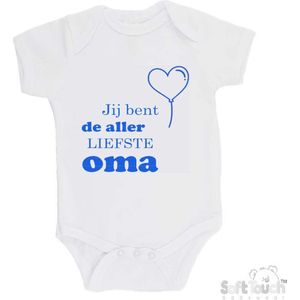 100% katoenen Romper ""Jij bent de allerliefste oma"" Jongens Katoen Wit/blauw Maat 56/62